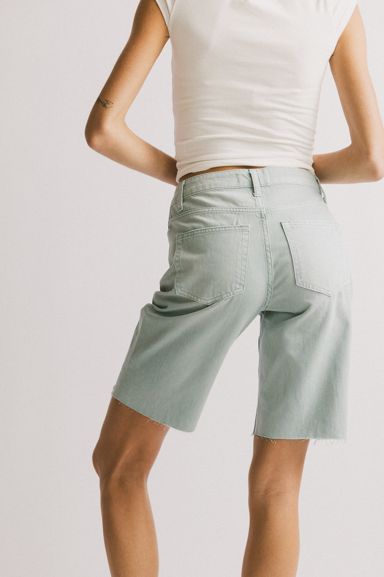 distressed seafoam shorts