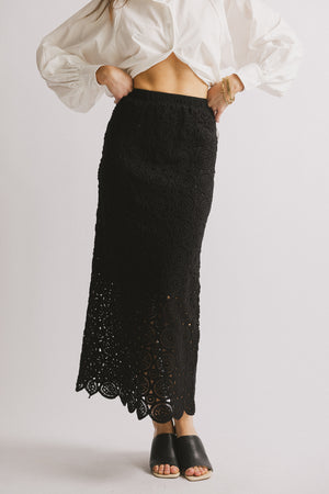 Nanet Crocheted Maxi Skirt in Black