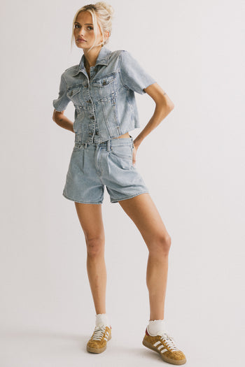 Pryia Denim Shorts in Light Wash - FINAL SALE