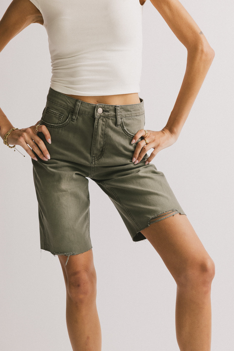 distressed long shorts
