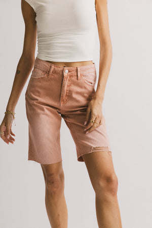 Marlene Denim Shorts in Salmon - FINAL SALE