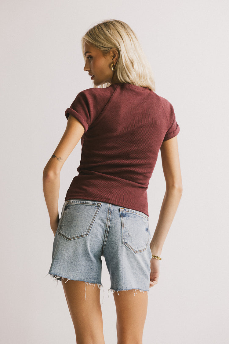 short sleeves with rolled hemlines