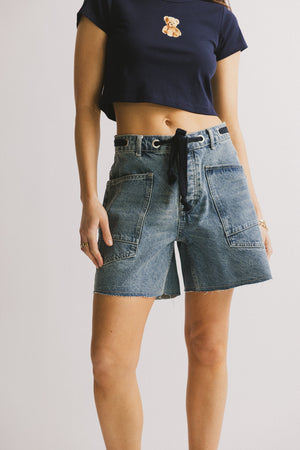 Finneas Denim Shorts in Medium Wash