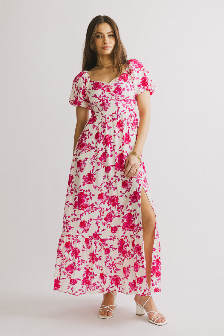 PREORDER-Mellanie Floral Maxi Dress in Fuchsia