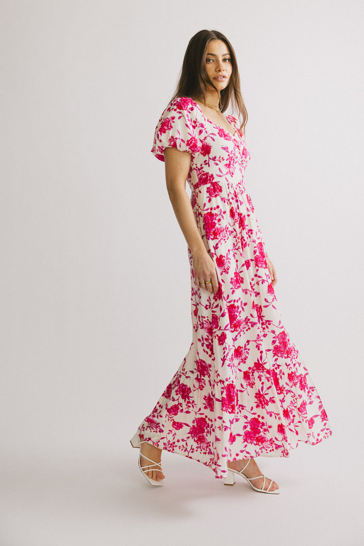 PREORDER-Mellanie Floral Maxi Dress in Fuchsia