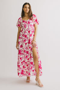 PREORDER-Mellanie Floral Maxi Dress in Fuchsia