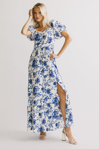 Mellanie Floral Maxi Dress in Blue - FINAL SALE
