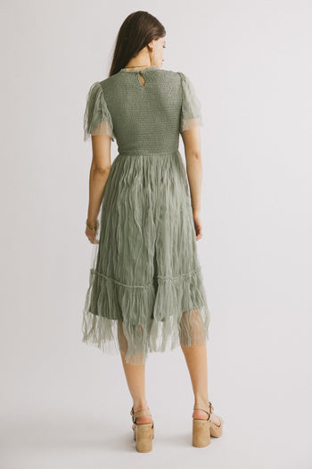 midi lace skirt green