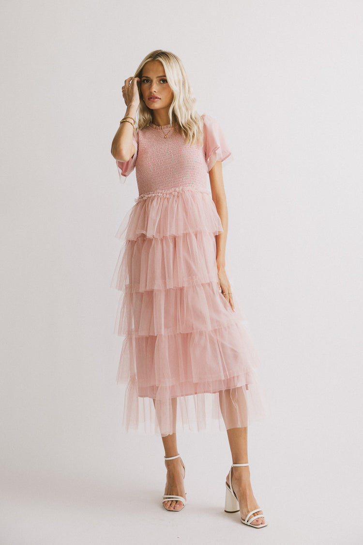 smocked bodice pink dress