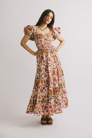 PREORDER- Robbie Floral Midi Dress in Pink