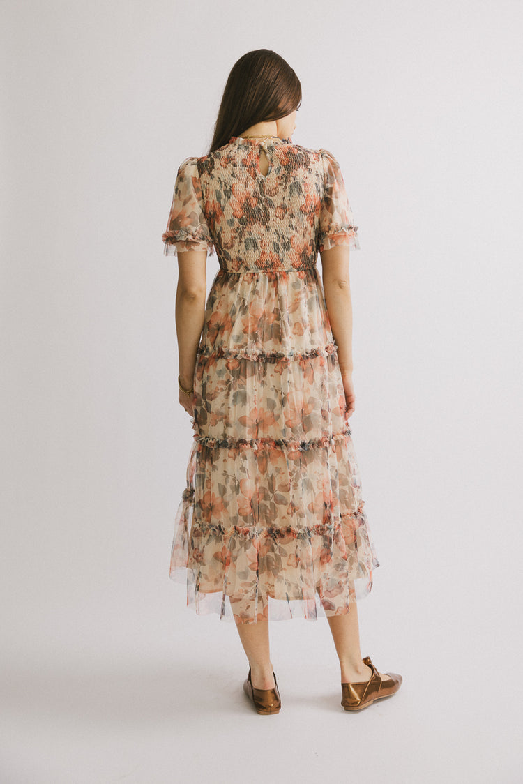 short flutter sleeve floral dress