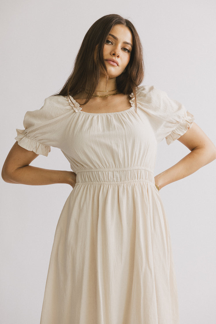 square neckline white dress