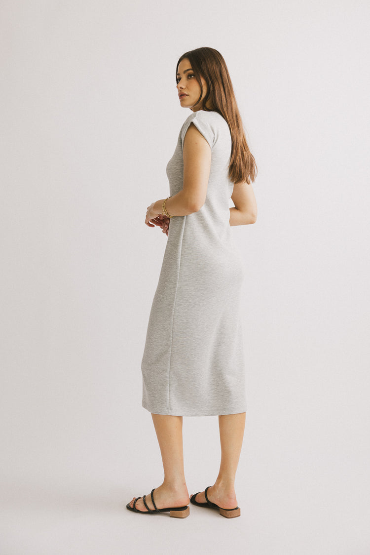 rolled cuff midi dress