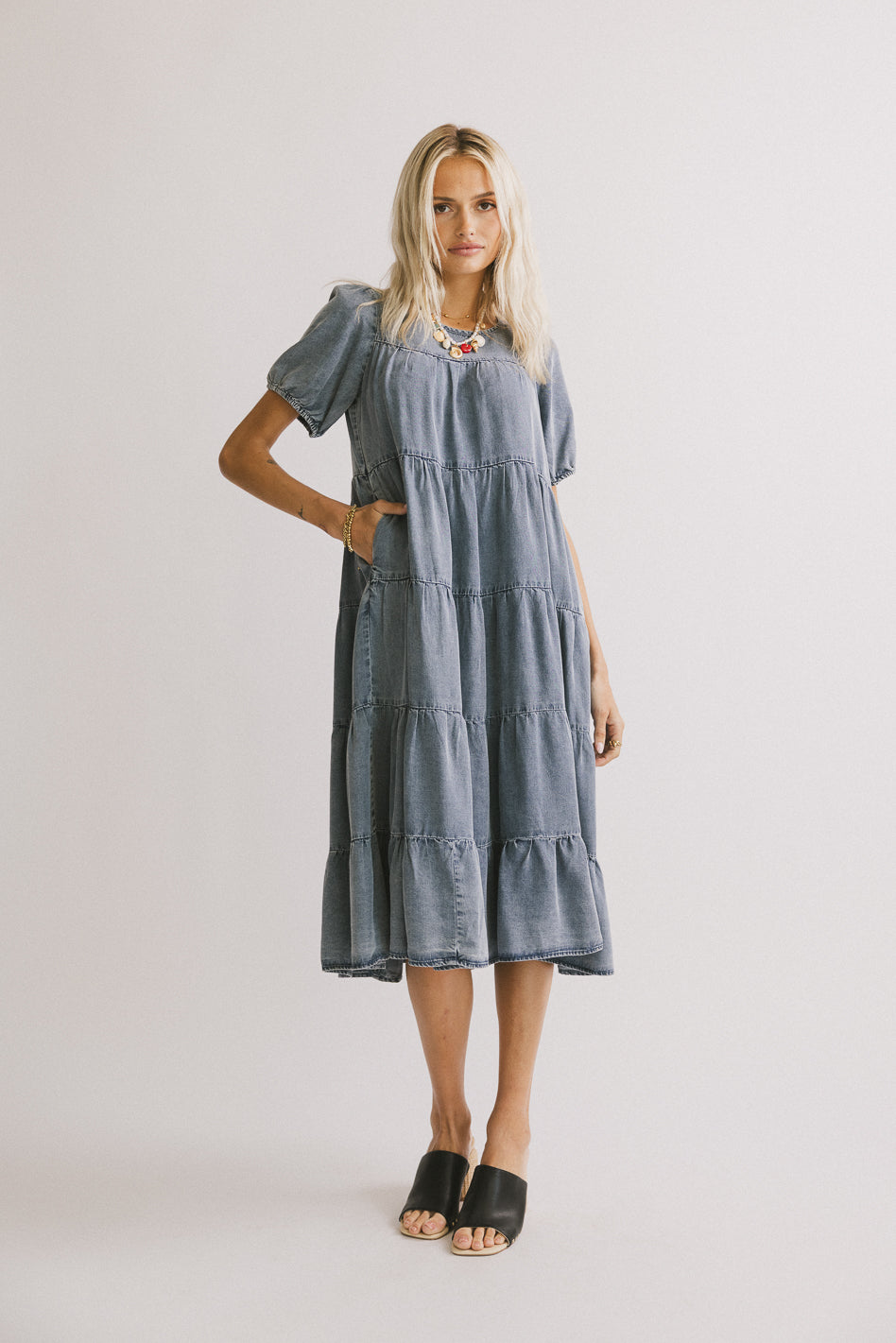 Maribel Denim Midi Dress Maribel Denim Midi Dress