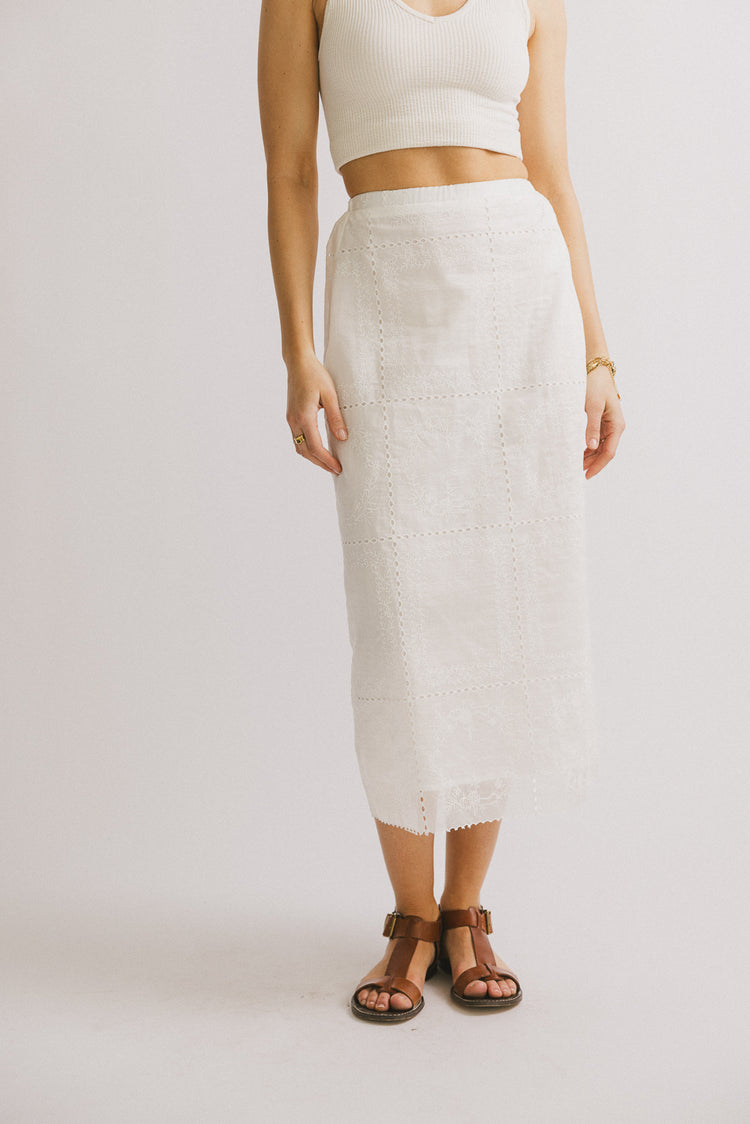 eyelet embroidery skirt in white