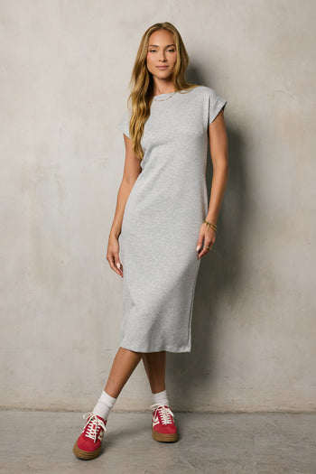 MIDI DRESS IN HEATHER GREY 