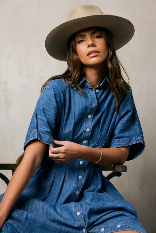 DENIM BUTTON DOWN DRESS 