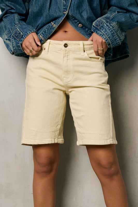 ivory denim shorts