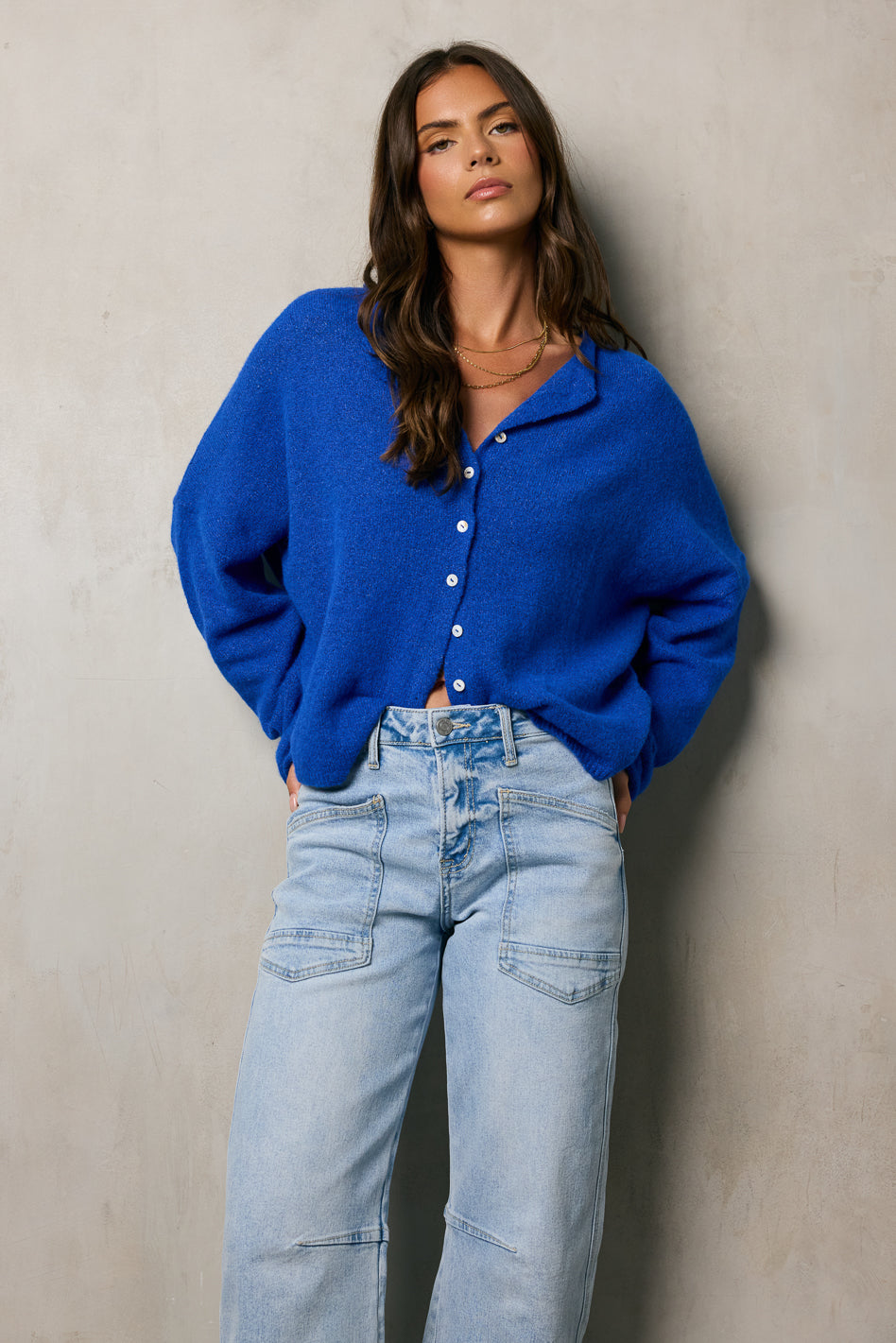 blue cardigan 