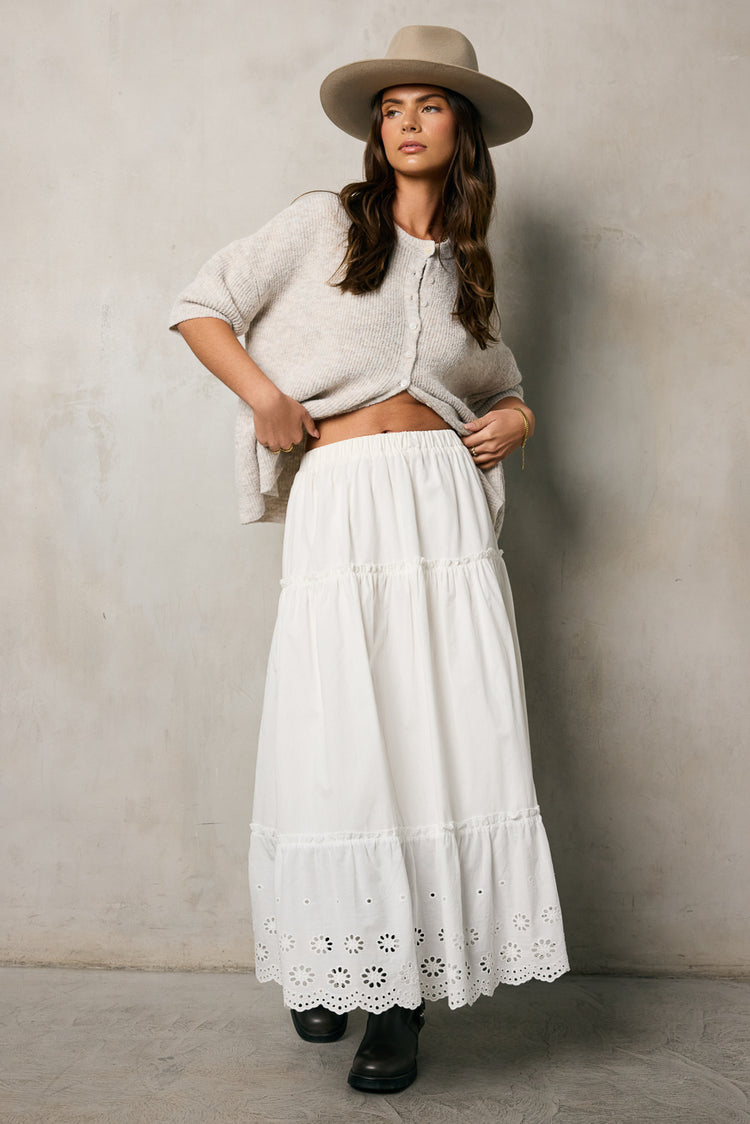 maxi skirt with eyelet detail