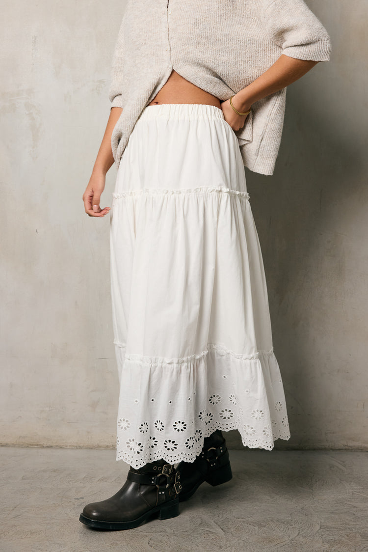 tiered skirt with eyelet detail