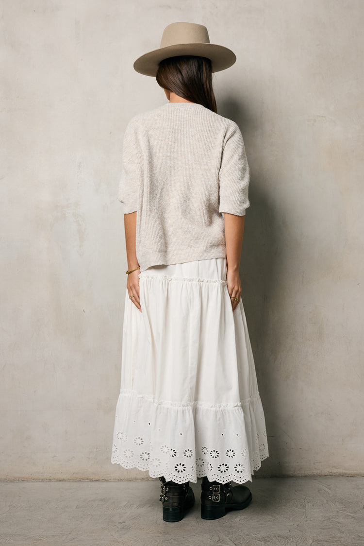 white skirt with eyelet detail