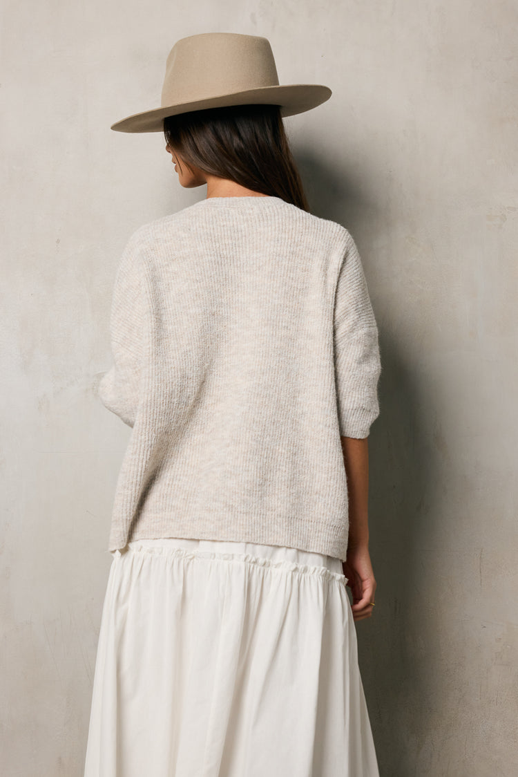 oatmeal cardigan in short sleeve