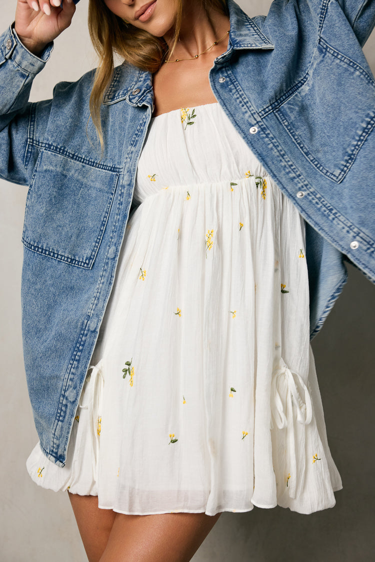 FLORAL WHITE DRESS WWITH POCKETS