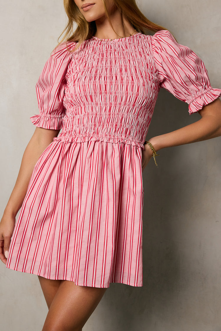 SHORT SLEEVE STRIPED DRESS 