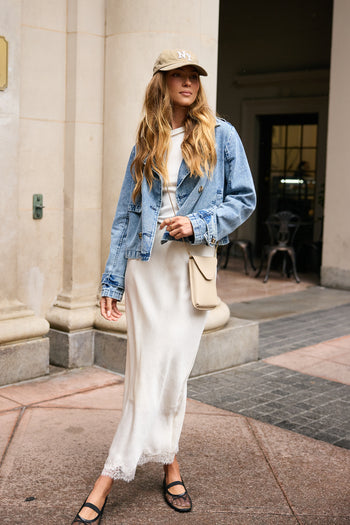 Beau Lace Trim Midi Skirt in Cream - FINAL SALE