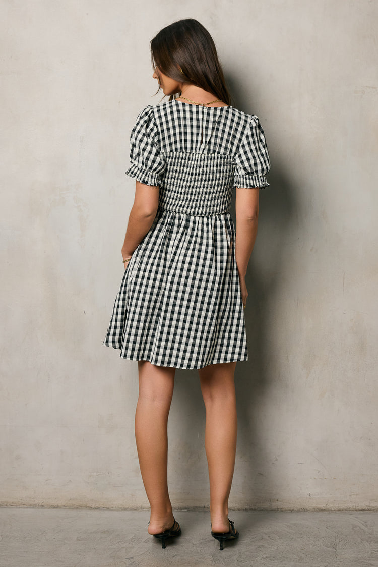 SHORT SLEEVE PLAID DRESS