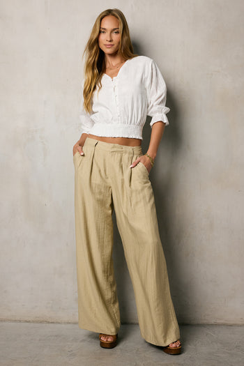 Quinlen Wide Leg Pants in Taupe - FINAL SALE