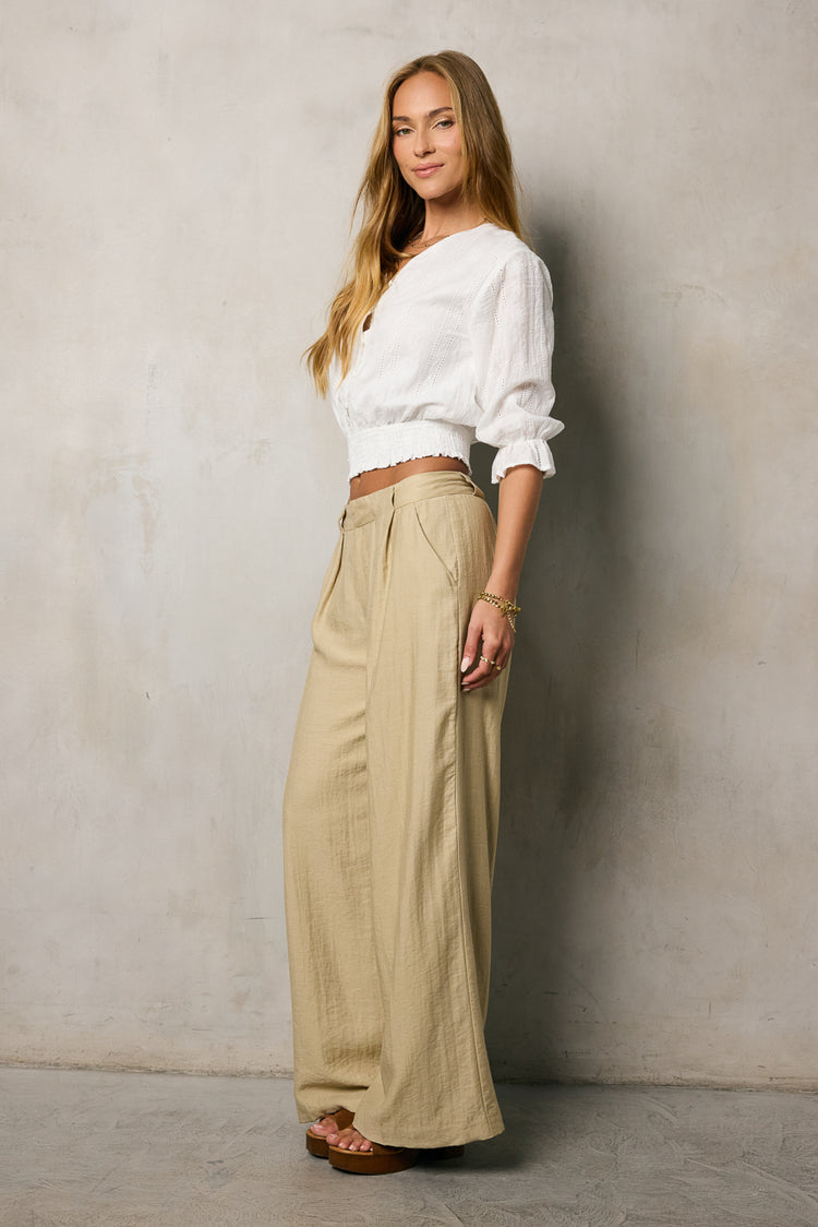 Quinlen Wide Leg Pants in Taupe