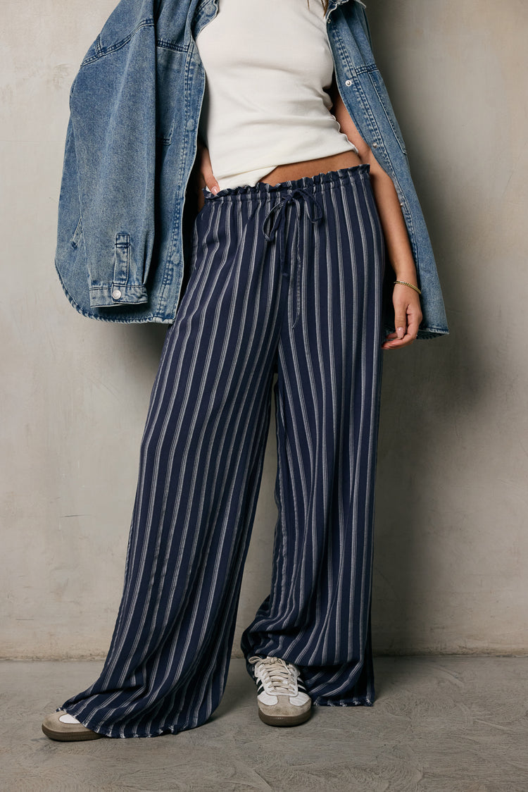 navy striped pants