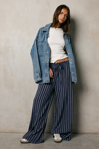 wide leg stripe pants