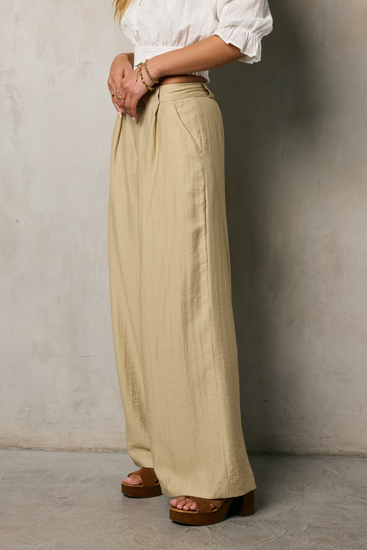 Quinlen Wide Leg Pants in Taupe