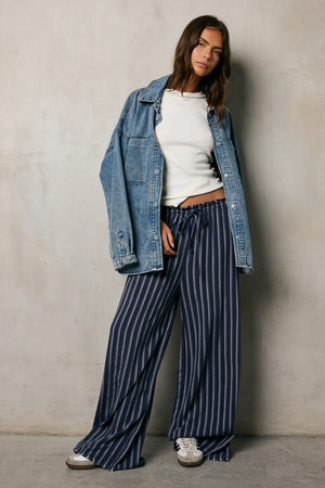 Ronan Striped Pants in Navy