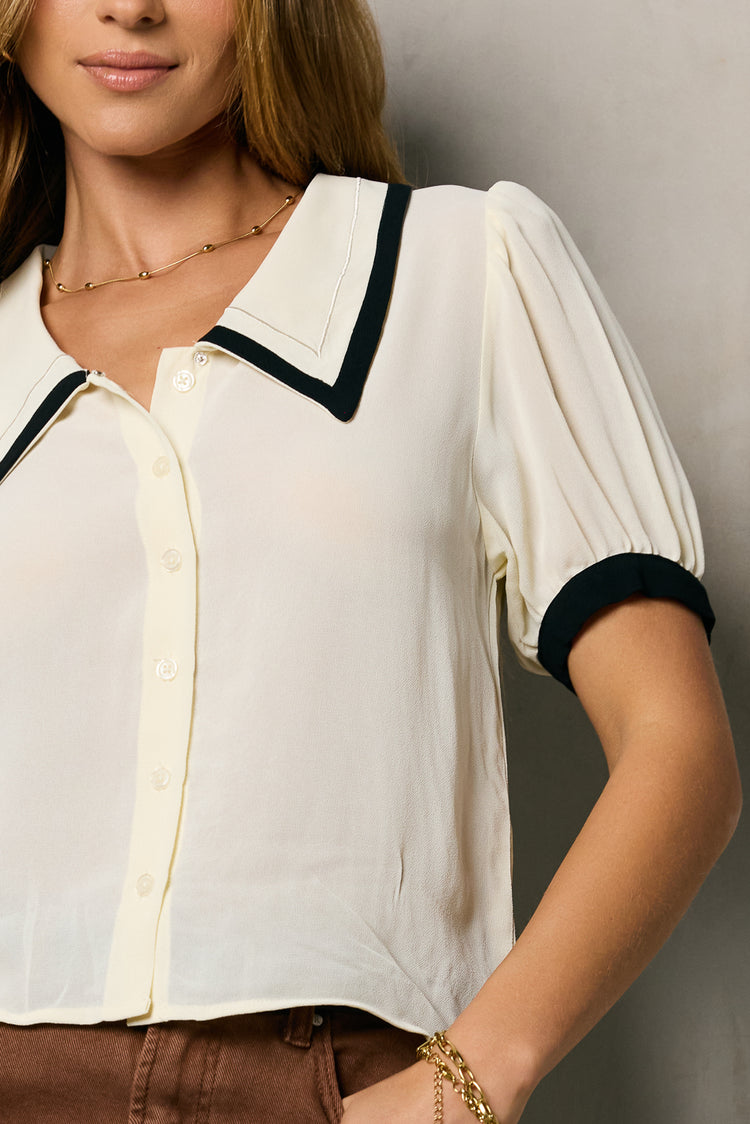 CREAM BUTTON UP TOP