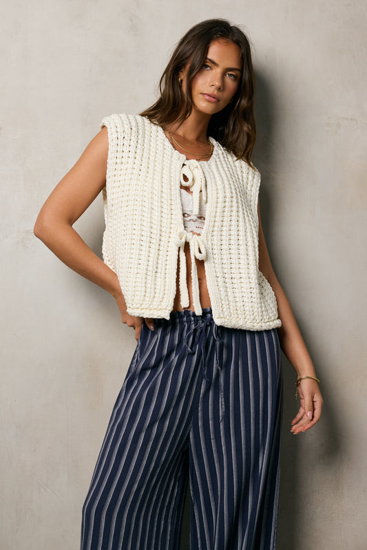 knit front tie vest