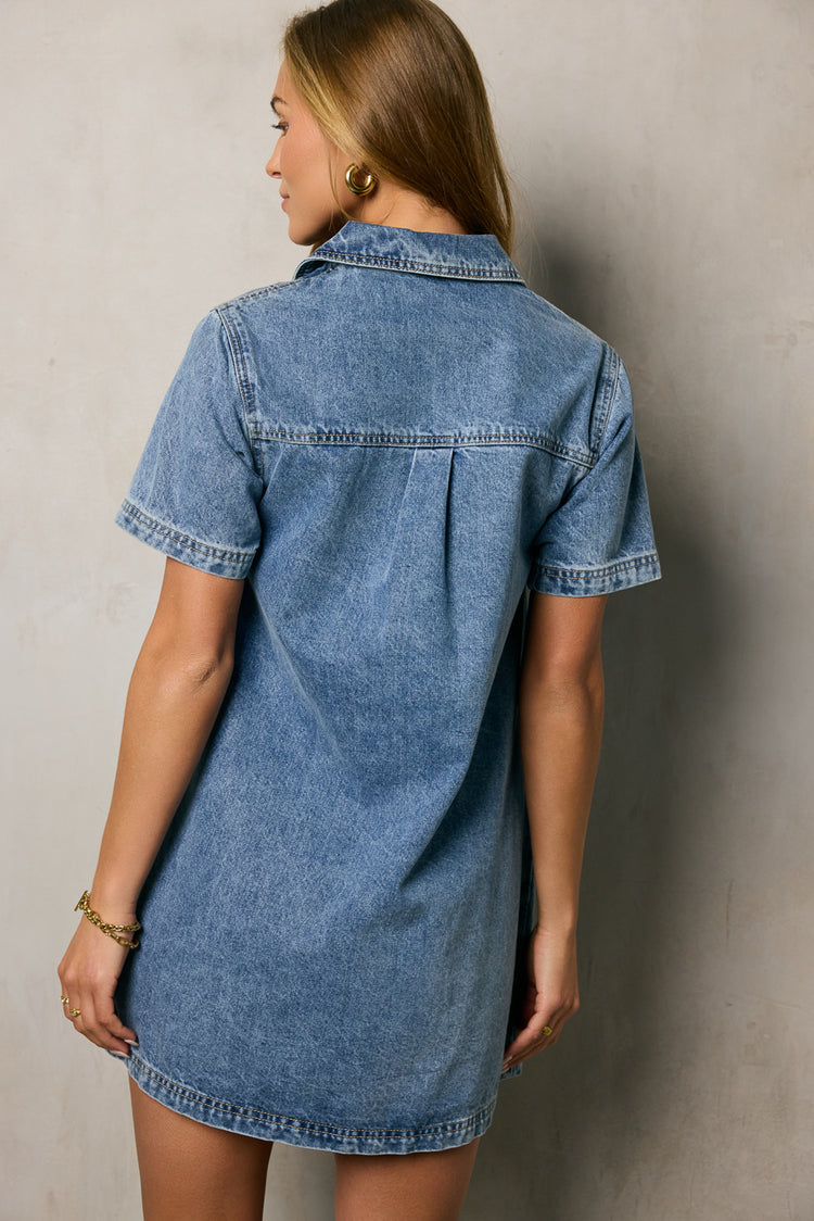 denim mini dress