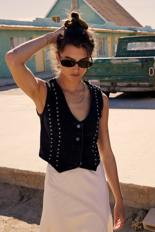 cropped black vest