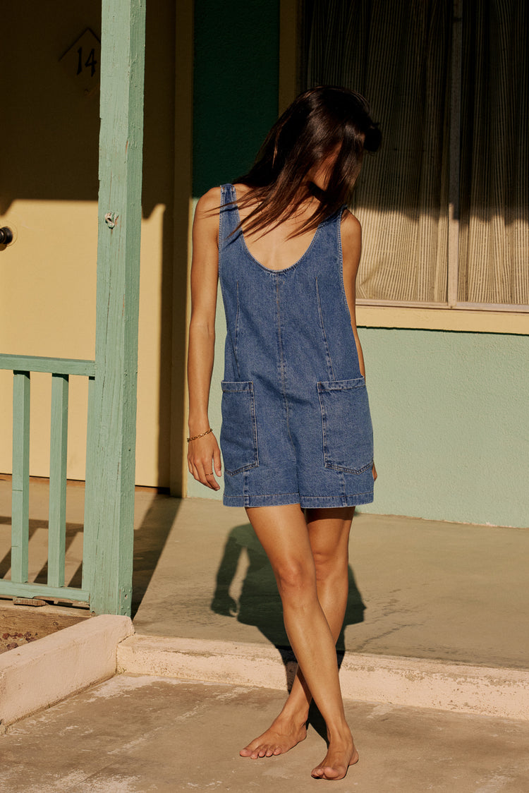 Scottie Denim Overalls in Medium Wash