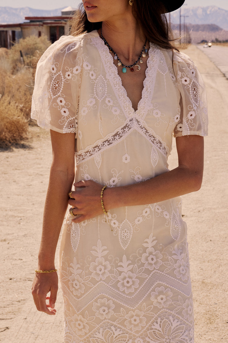 ivory and lace detail dress