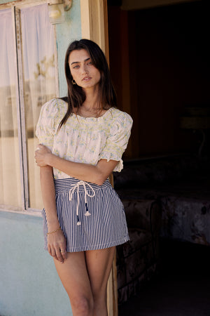 Sloane Striped Skort in Navy