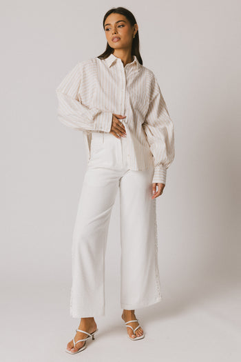 Karie Crochet Pants in White - FINAL SALE