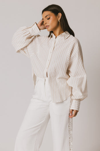 STRIPED LONG SLEEVE BUTTON UP 