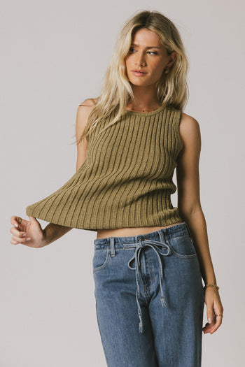 high neck green tank