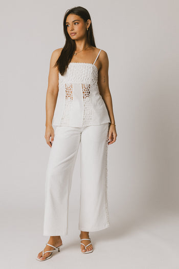 Karie Crochet Pants in White - FINAL SALE