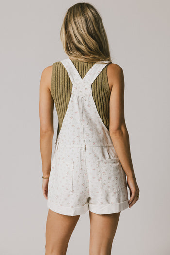 white overalls with floral prints