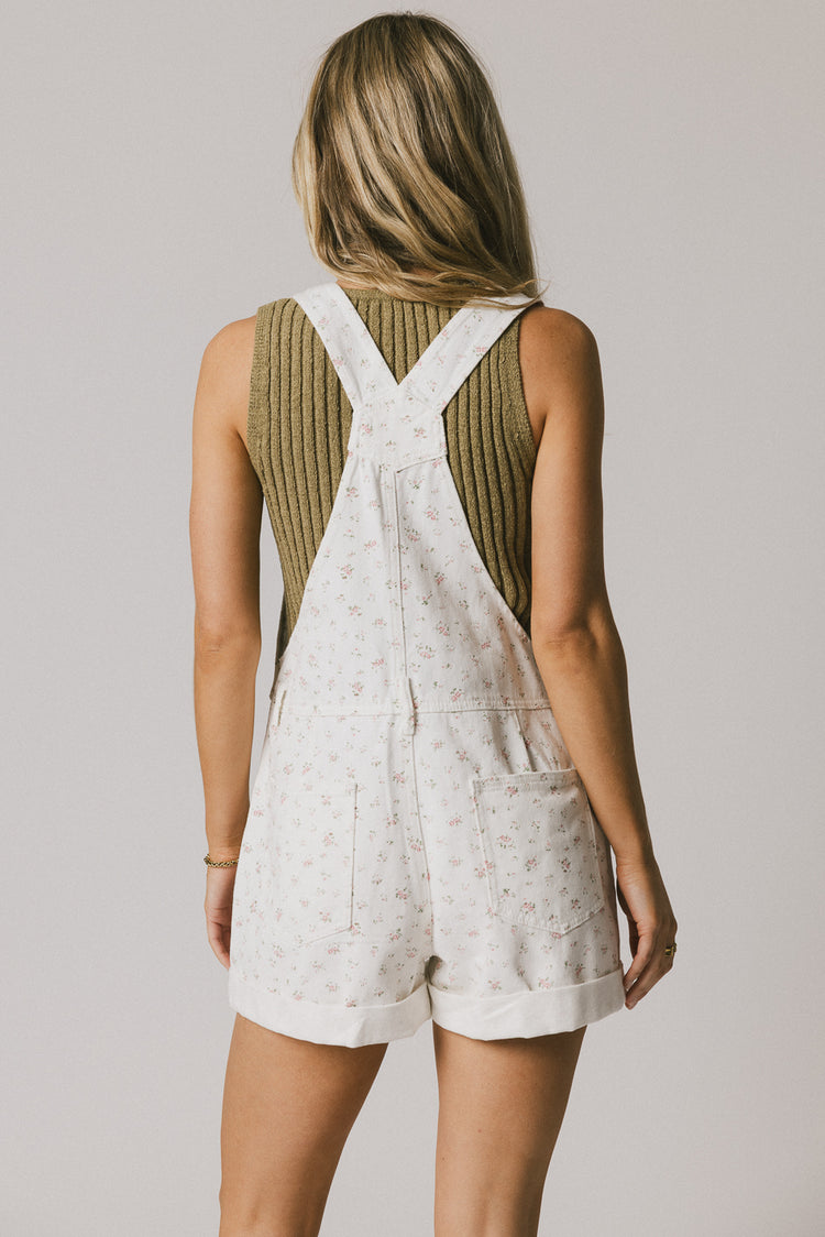 white overalls with floral prints
